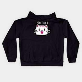 Meow Cute Cat Cartoon Face Kids Hoodie